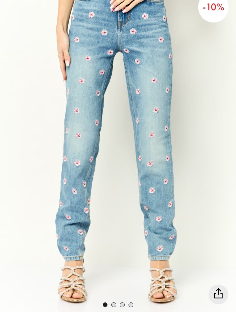 Guess 1981 Skinny High Floral Embroidered Jeans Blue & Pink Waist 25